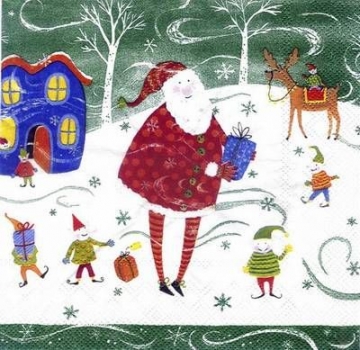 s3787 - Santas Elves - green - Servietten - Packung - 20 Stück