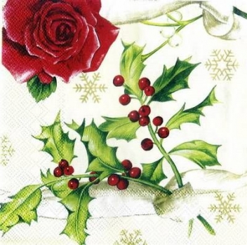 s3788 - Christmas Roses - cream - Servietten - Packung - 20 Stück