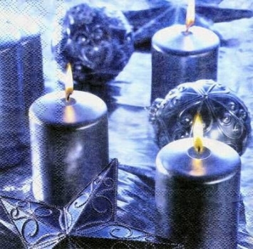s3914 - Kerzenmotiv - blau - Servietten - Packung - 20 Stück