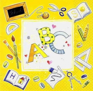 s3977 - ABC - gelb - Servietten - Packung - 20 Stück