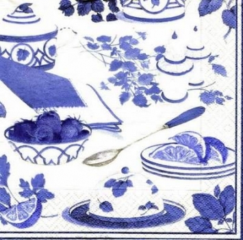 s3995 - Breakfast - blue - Servietten - Packung - 20 Stück