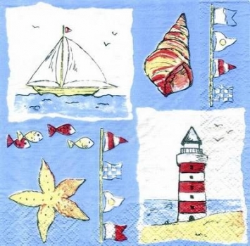 s4007 - Maritim - hellblau – Servietten – Packung – 20 Stück