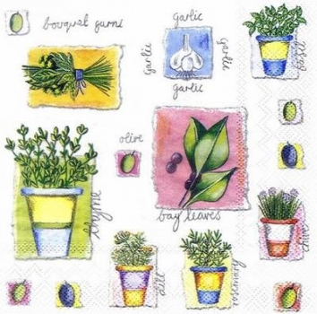 s4106 - Cooking with Herbs - white - Servietten - Packung - 20 Stück
