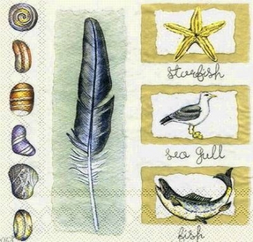 s4252 -  Starfish - cream - Servietten - Packung - 20 Stück