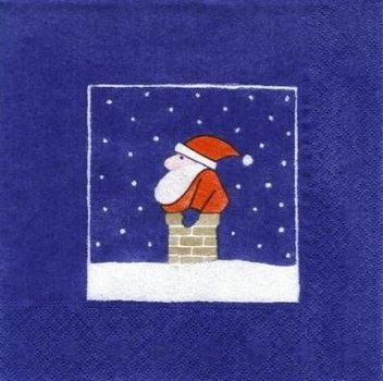 s4297 - X-mas Kamin - blau - Servietten - Packung - 20 Stück