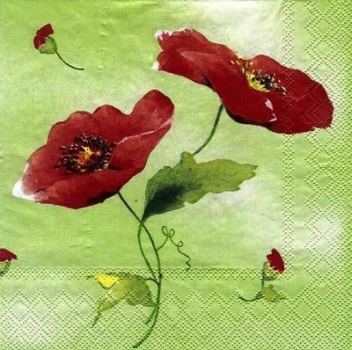 s4454 - Poppy Breeze - green - Servietten - Packung - 20 Stück