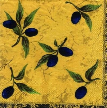 s4478 - Blue Olives - yellow - Servietten - Packung - 20 Stück