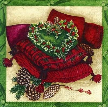 s4492 - X-Mas Pillow - green - Servietten - Packung - 20 Stück