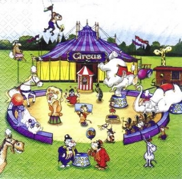 s4715 – Circus – Zirkus – Comic – Servietten – Packung – 20 Stück