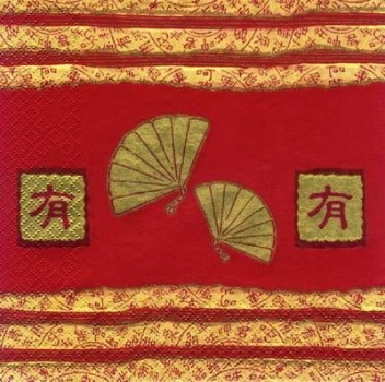 s4717 - Asia - rot/gold - Servietten - Packung - 20 Stück