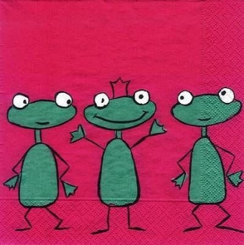 s4719 – Frösche - Froschkönig – Comic – Servietten – Packung – 20 Stück