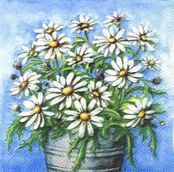 s4995 - Margeriten in der Vase - Servietten - Packung - 20 Stück