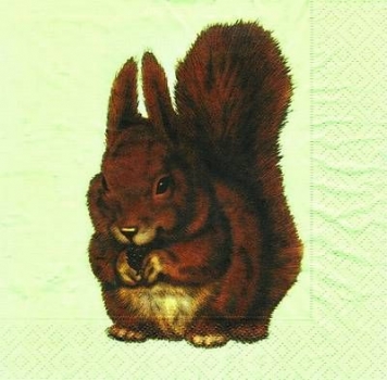 s4x0090 – Eichhörnchen - hellgrün - Servietten - Packung - 15 Stück
