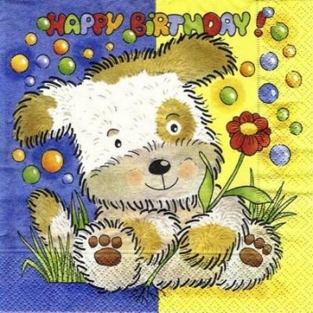 s4x0110 - Happy Birthday - Hund - Servietten - Packung - 20 Stück