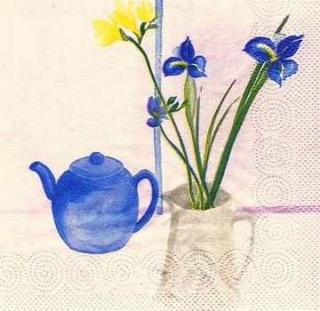 s4x0258 - Simply - Blumenvase und Teekanne - Servietten - Packung - 20 Stück