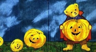 s4x0637 - Halloween Baer - blau - ASGER - Servietten - Packung - 20 Stück