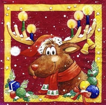 s4x0846 - Weihnachtselch - Schweiz - Servietten - Packung - 20 Stück