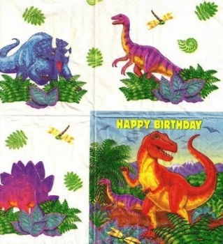 s4x0968 - Dinosaur Birthday - 25 x 25 cm - USA – RARITÄT – Servietten - Packung - 16 Stück