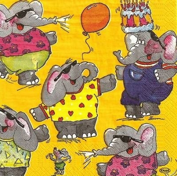 s4x1235 - Elephant Party - Servietten - Packung - 20 Stück