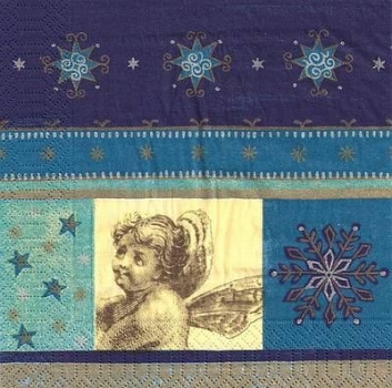 s4x1442 - Crystal Cherub - blue - Servietten - Packung - 20 Stück