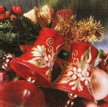 s4x1509 - Weihnachtsglocken - Servietten - Packung - 20 Stück