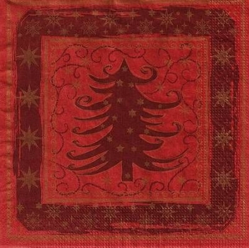 s4x1531 - Weihnachtbaum - rot - Servietten - Packung - 20 Stück