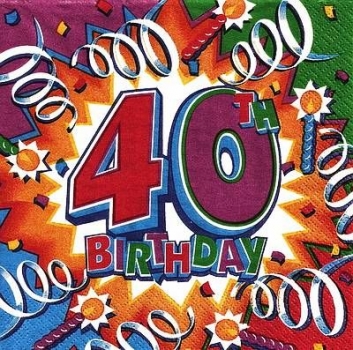 s4x1645 - Birthday 40  - USA - Servietten - Packung - 16 Stück