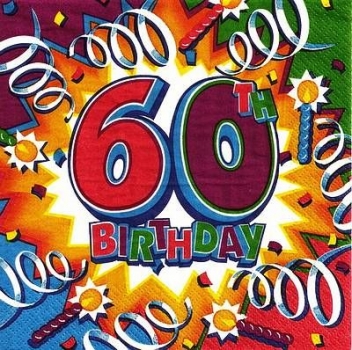 s4x1645 - Birthday 60  - USA - Servietten - Packung - 16 Stück