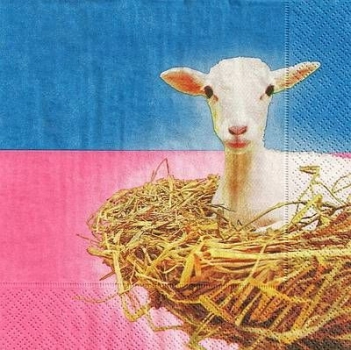 s4xx0866 -  Lämmchen im Stroh - Servietten - Packung - 20 Stück