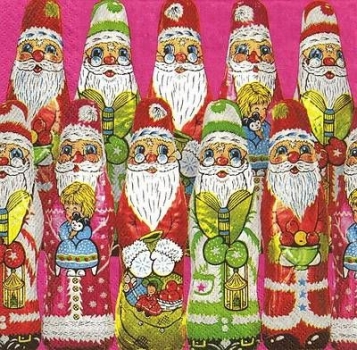 s4xx1667 -  Weihnachtsmänner - Servietten - Packung - 20 Stück