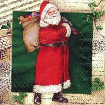 s5097 - Santa is coming - green - Servietten - Packung - 20 Stück