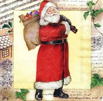 s5104 - Santa is coming - creme - Servietten - Packung - 20 Stück