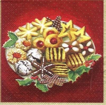 s5111 - Cookies - red - Servietten - Packung - 20 Stück