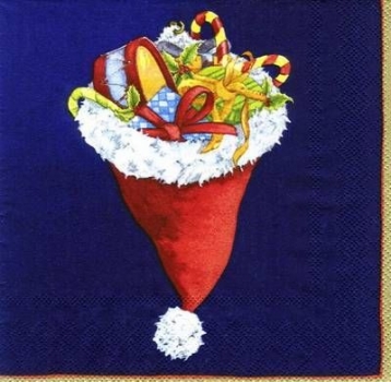 s5137 - Christmas Bonnet - blue - Servietten - Packung - 20 Stück