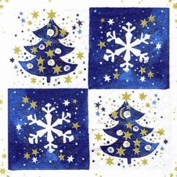 s5206 - Glimmer-Weihnacht - blau - Servietten - Packung - 20 Stück