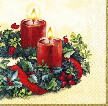 s5258 - Adventskranz - Servietten - Packung - 20 Stück