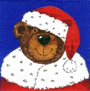 s5291 – Bär X-Mas - blau - Servietten - Packung - 20 Stück