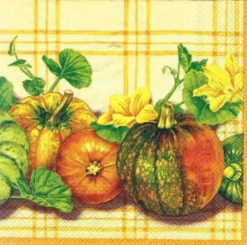s5292 - Pumpkin Plaid - yellow - Servietten - Packung - 20 Stück