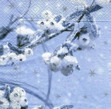s5418 - Mispel im Schnee - blau - Servietten - Packung - 20 Stück