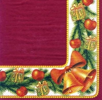 s5425 - Golden Bells - dark red - Servietten - Packung - 20 Stück