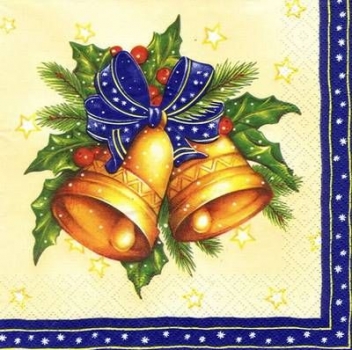s5427 - Jingle bells - cream/dark blue - Servietten - Packung - 20 Stück