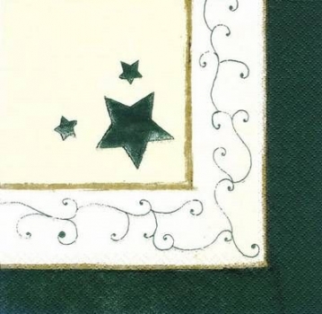 s5451 - Golden Stars - green - Servietten - Packung - 20 Stück