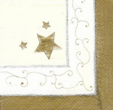 s5452 - Golden Stars - cream - Servietten - Packung - 20 Stück
