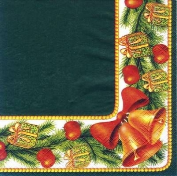 s5456 - Golden Bells - dark green - Servietten - Packung - 20 Stück
