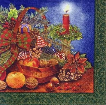 s5463 - Christmas Basket - dark blue - Servietten - Packung - 20 Stück
