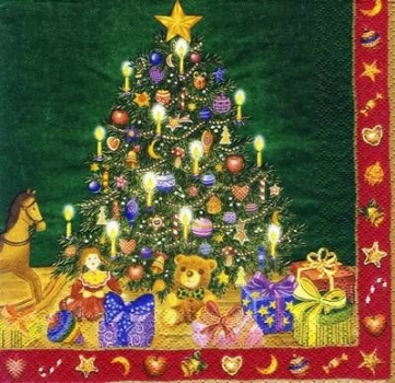 s5479 - Christmas Tree - green - Servietten - Packung - 20 Stück