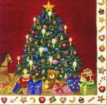 s5480 - Christmas Tree - red - Servietten - Packung - 20 Stück