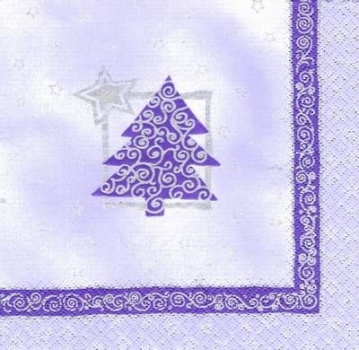s5490 - Ornament Tree - violet/silver - Servietten - Packung - 20 Stück