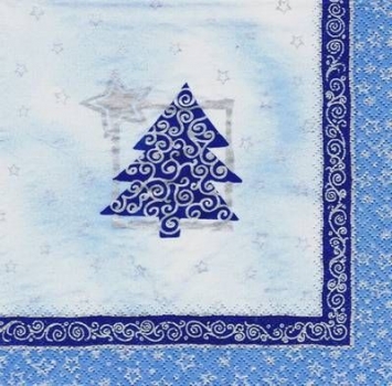 s5499 - Ornament Tree blue/silver - Servietten - Packung - 20 Stück