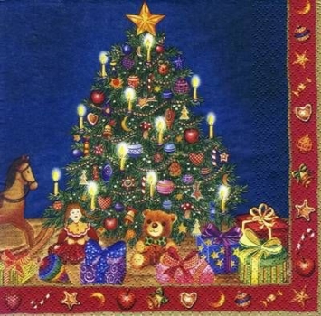 s5518 - Christmas Tree - blue - Servietten - Packung - 20 Stück